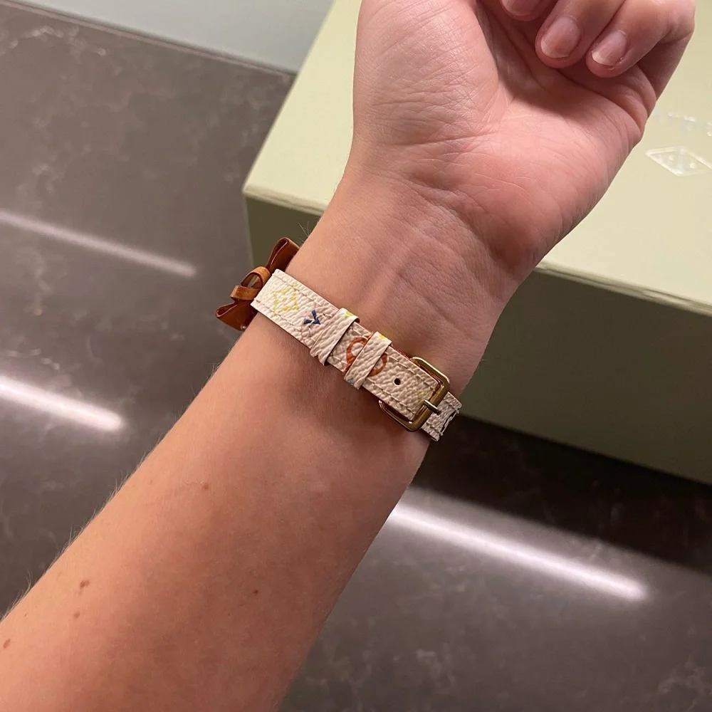 Louis Vuitton: Takashi Murakami Monogram Embellished Bracelet in White - Picture 2 of 8